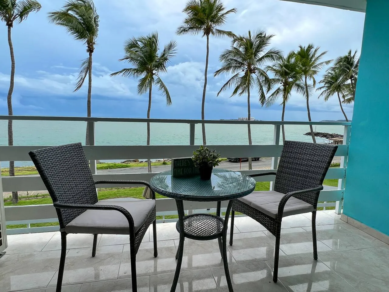 Balcony seating with ocean view