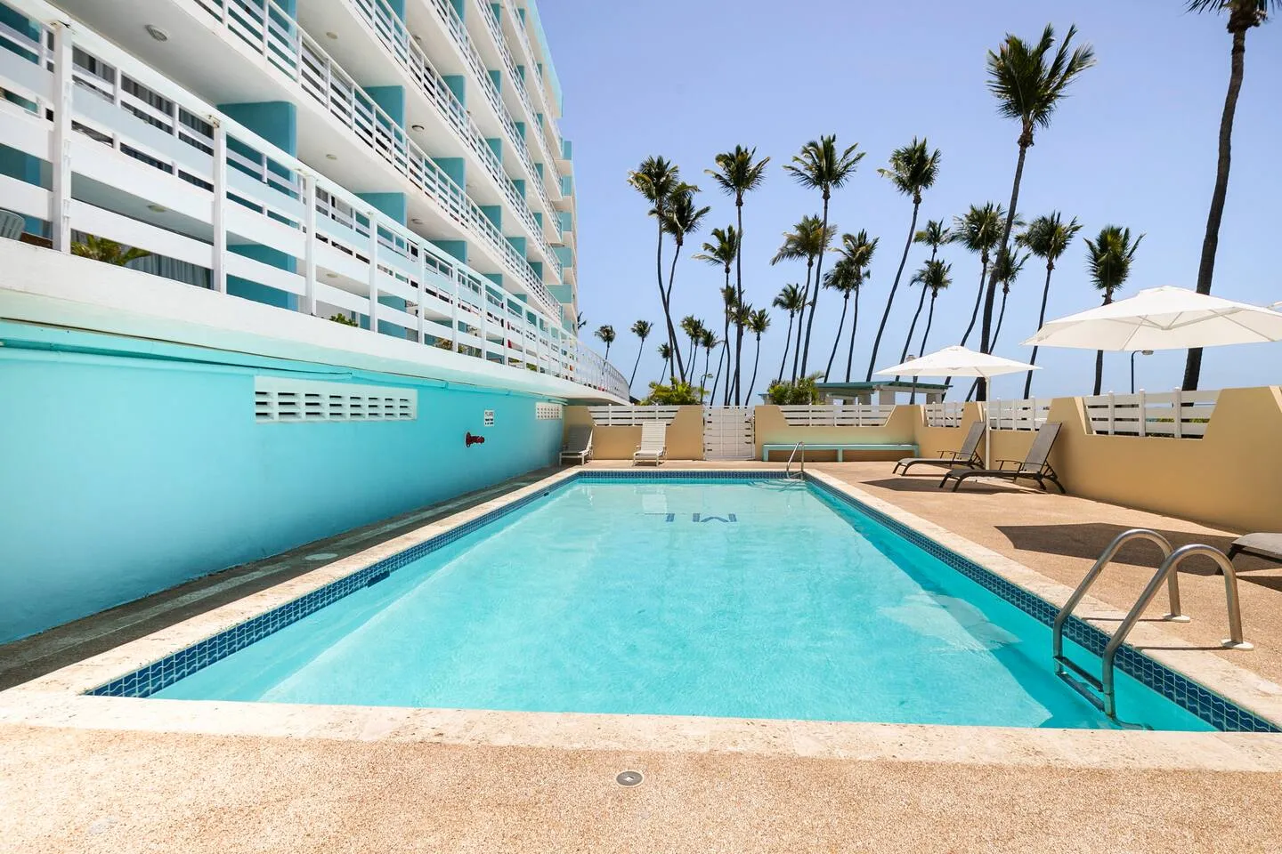 Building pool steps away